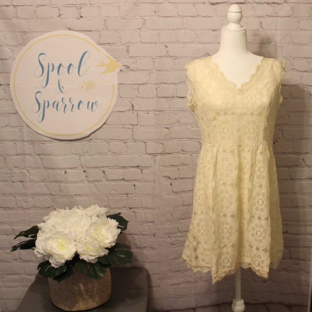 Soleblu Creamy Floral Lace Dress NWT